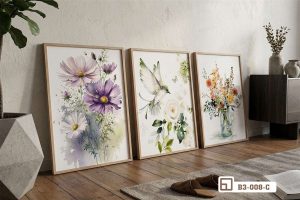 Tranh hoa cỏ nghệ thuật - Khúc ca thanh xuân dịu dàng làm bừng sáng mọi góc nhỏ B3 008 C m4 tranh hoa co nghe thuat phoi canh khong gian mo sang tao xuongtranhcanvas