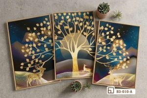 Tranh hươu vàng nghệ thuật - Biểu tượng thịnh vượng nâng tầm đẳng cấp không gian B3 010 A m5 tranh huou vang nghe thuat kho lon tinh te xuongtranhcanvas