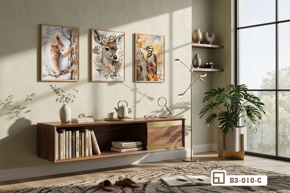 bộ tranh động vật Bắc Âu treo tường cao cấp phòng khách rộng rãi Bộ tranh động vật Bắc Âu cao cấp làm điểm nhấn nghệ thuật ấn tượng phòng khách