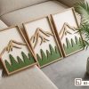 Tranh phong cảnh núi rừng - Mang hơi thở đại ngàn hùng vĩ vào không gian sống tinh tế. B3 012 D m1 tranh phong canh nui rung khung go tu nhien goc sat san tinh te xuongtranhcanvas