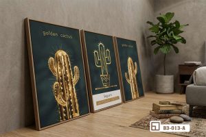 Tranh cây xương rồng - Tuyên ngôn cá tính độc đáo cho không gian nội thất hiện đại. B3 013 A m5 tranh cay xuong rong nghe thuat dung san tong mau tram am xuongtranhcanvas