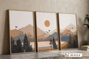 Tranh phong cảnh hoàng hôn - Khơi nguồn cảm hứng bất tận với bức tranh thiên nhiên rực rỡ B3 013 D m2 bo tranh phong canh hoang hon dat san moc mac tinh te xuongtranhcanvas