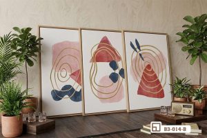 Tranh nghệ thuật trừu tượng - Bứt phá mọi giới hạn thị giác với không gian sống đỉnh cao B3 014 B m2 bo tranh nghe thuat truu tuong phoi canh tu go dai sang trong xuongtranhcanvas