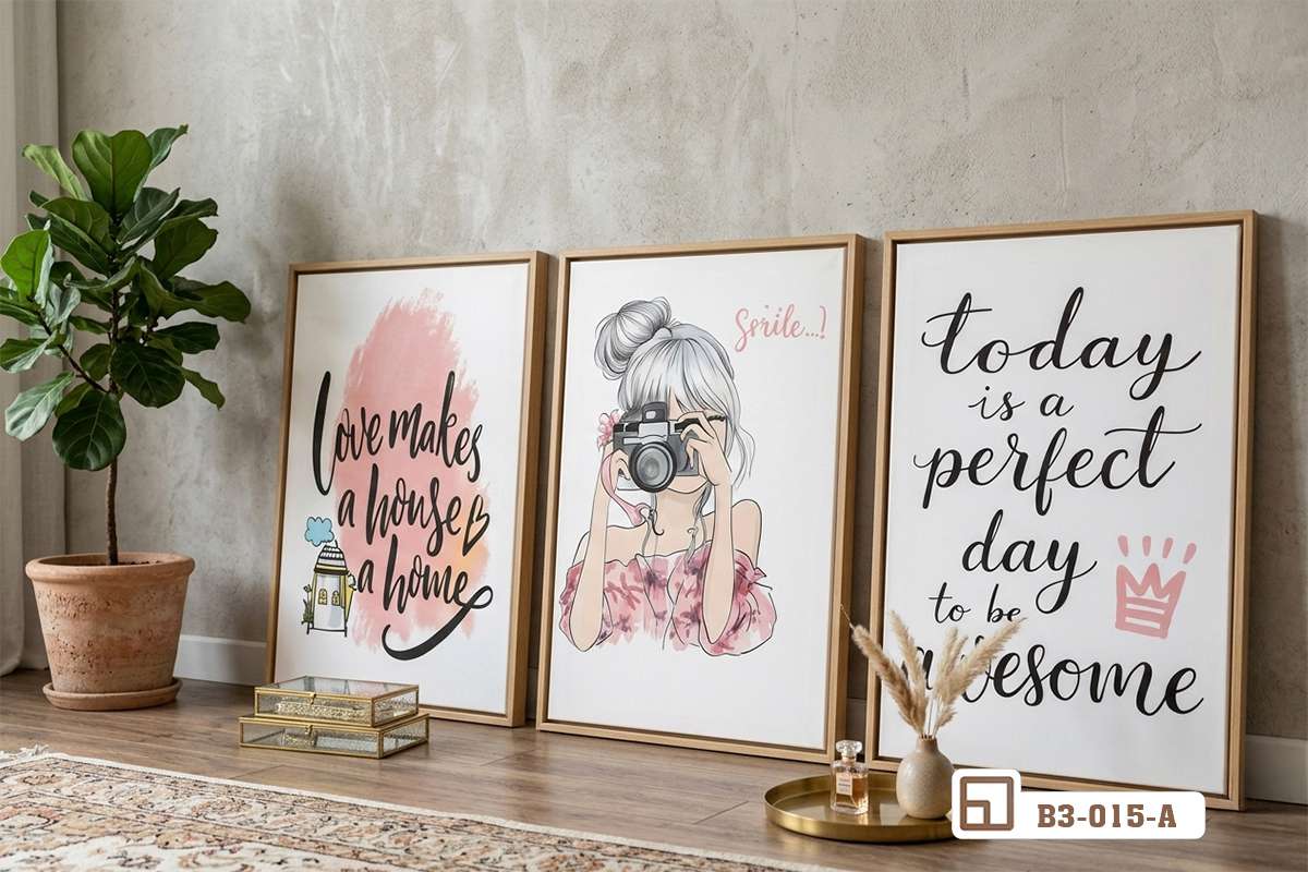 tranh cô gái nghệ thuật tựa tường gỗ kết hợp cây xanh Tranh cô gái nghệ thuật tựa tường gỗ kết hợp chậu cây xanh trang trí tinh tế cạnh cửa sổ