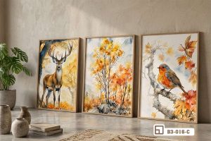 Tranh thiên nhiên hoang dã - Đánh thức bản năng tự do qua từng nét vẽ sống động B3 016 C m5 tranh thien nhien hoang da phong cach bac au trang nha cho can ho xuongtranhcanvas