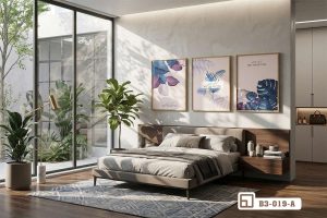 Tranh lá cây phong cách - Nét đẹp hiện đại thổi bừng sức sống tươi mới B3 019 A m4 bo tranh la cay phong cach treo tuong phong ngu master xuongtranhcanvas