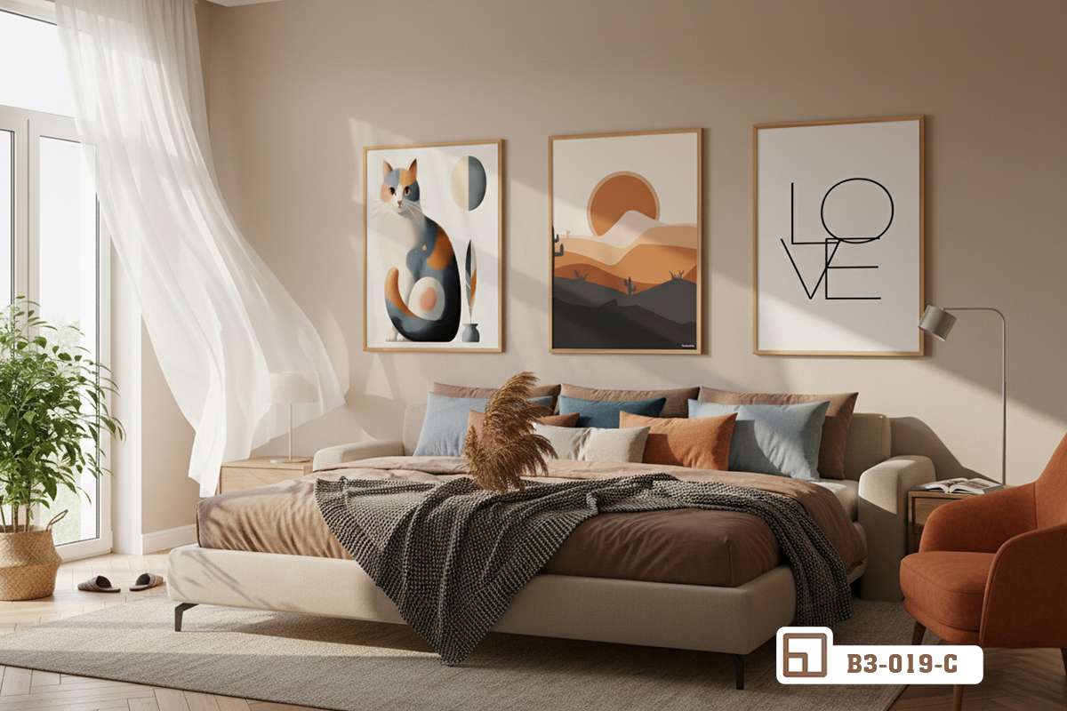 bộ tranh phong cách Bắc Âu trang trí phòng ngủ master thượng lưu ấm cúng đầy sang trọng bộ tranh canvas phong cách Bắc Âu cao cấp trang trí đầu giường phòng ngủ master lịch lãm