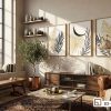 Tranh lá cây tối giản - Định hình phong cách sống tinh tế và thanh lịch vượt thời gian. B3 020 B m1 bo tranh la cay toi gian treo phong khach sang trong dang cap xuongtranhcanvas