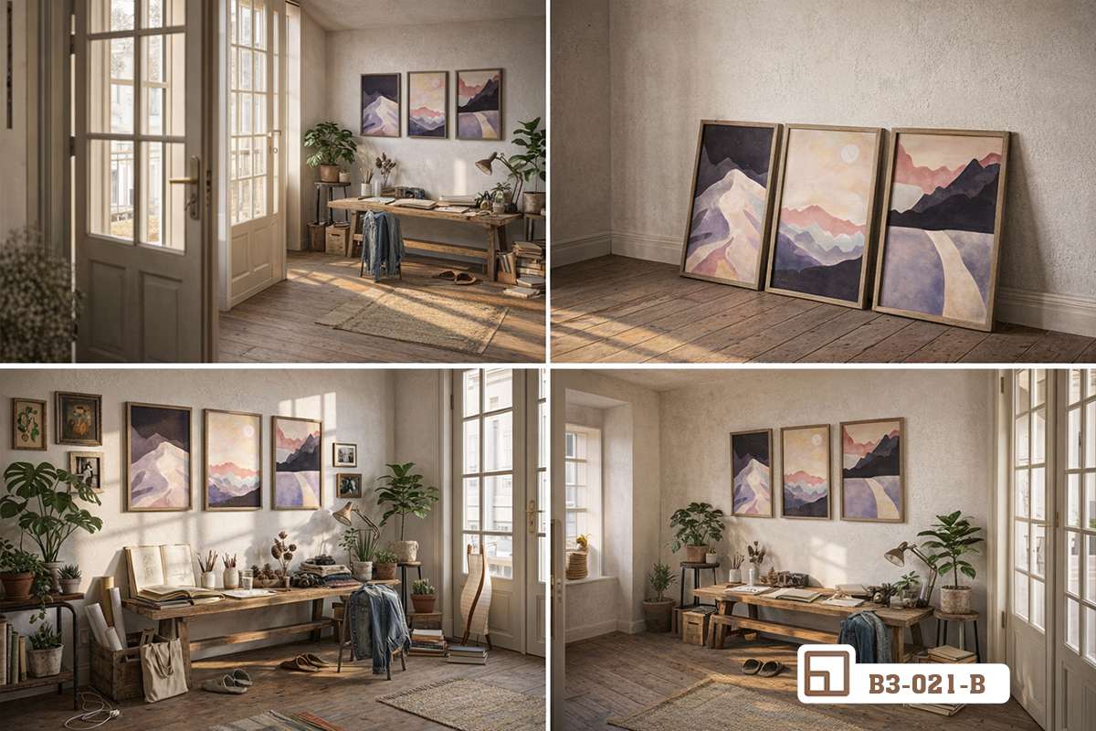 tổng hợp mockup tranh phong cảnh núi non không gian nội thất đa dạng Tổng hợp các góc nhìn mockup đa dạng của dòng tranh phong cảnh núi non trong thiết kế nội thất