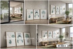 B3 022 A Tranh Canvas Chim Cánh Cụt Thỏ Con Mùa Đông Pastel Cho Phòng Khách m3