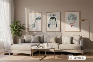 B3 022 A m2 tranh hoat hinh mua dong treo tuong phong khach sofa xam xuongtranhcanvas