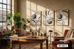 B3 022 B Tranh Canvas Trừu Tượng Trắng Đen Minimalism Scandinavian m7