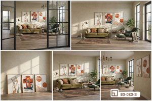 Tranh nghệ thuật tối giản - Dấu ấn đương đại mang lại vẻ đẹp thanh lịch B3 023 B m8 tranh nghe thuat toi gian tong the khong gian biet thu cao cap xuongtranhcanvas