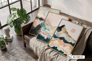 B3 024 D m5 tranh phong canh hoang hon phong cach toi gian cho phong khach thuong hang xuongtranhcanvas