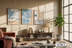 B3 026 A Tranh Canvas Lá Cây Trừu Tượng Xanh Teal Hiện Đại m1