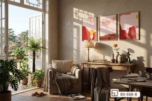 Tranh phong cảnh hoàng hôn - Khoảnh khắc giao mùa chạm đến những rung cảm sâu kín B3 026 B m7 tranh phong canh hoang hon phong khach biet thu cao cap xuongtranhcanvas