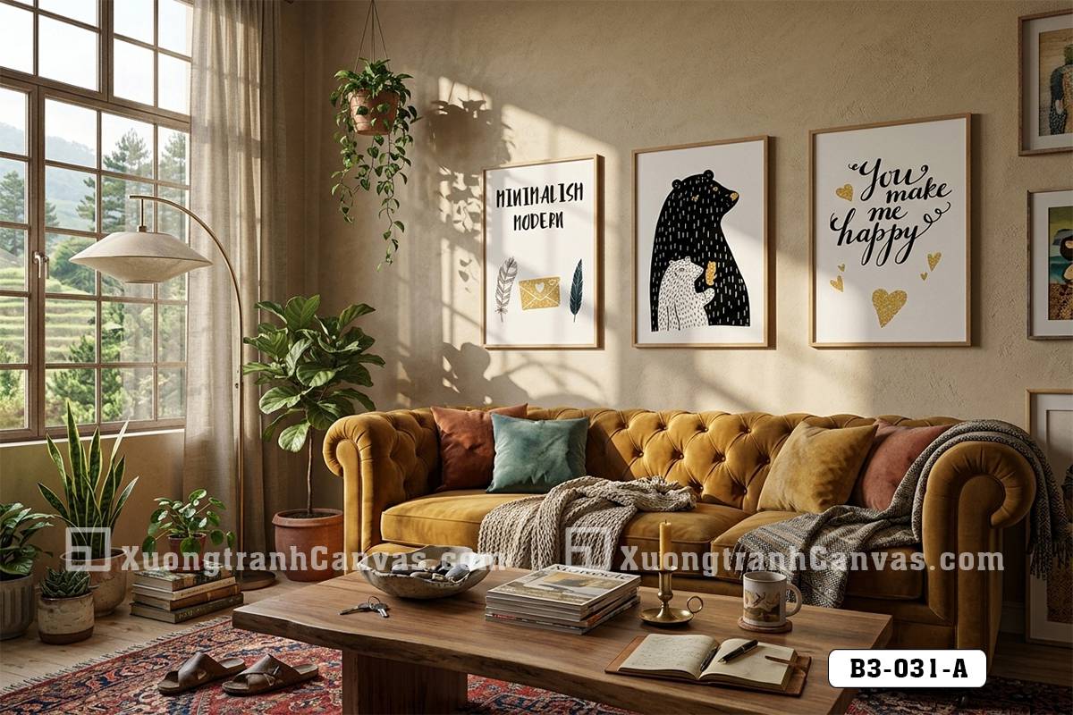 B3 031 A Tranh Canvas Gấu Bắc Âu Nghệ Thuật Tông Đen Vàng Hiện Đại Sang Trọng m7 B3 031 A Tranh Canvas Gấu Bắc Âu Nghệ Thuật Tông Đen Vàng Hiện Đại Sang Trọng m7