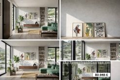 B3 040 C Tranh Canvas Nghệ Thuật Đa Sắc Thái Chú Mèo Và Chữ Typography m3