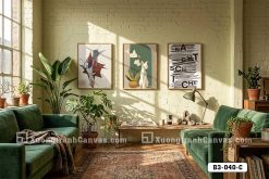 B3 040 C Tranh Canvas Nghệ Thuật Đa Sắc Thái Chú Mèo Và Chữ Typography m7