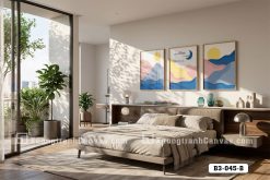 B3 045 B Tranh Canvas Phong Cảnh Đồi Núi Trừu Tượng Tông Xanh Hồng Pastel Hiện Đại m4