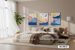 B3 045 B Tranh Canvas Phong Cảnh Đồi Núi Trừu Tượng Tông Xanh Hồng Pastel Hiện Đại m6