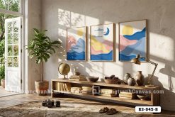 B3 045 B Tranh Canvas Phong Cảnh Đồi Núi Trừu Tượng Tông Xanh Hồng Pastel Hiện Đại m7