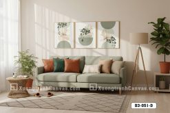 B3 051 D Tranh Canvas Tĩnh Vật Cỏ Khô Và Hình Khối Xanh Mint Hiện Đại m2