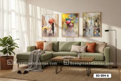 B3 054 A Tranh Canvas Nghệ Thuật Paris Dưới Mưa Sắc Màu Ấn Tượng Sang Trọng m6