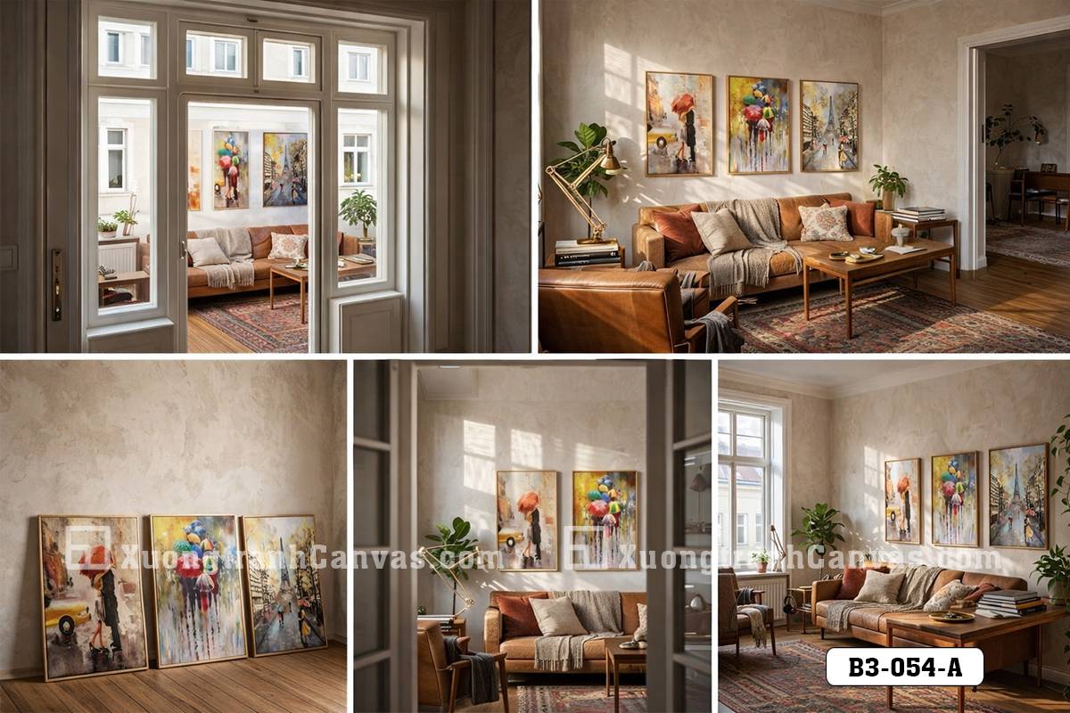 Tranh Canvas Nghệ Thuật Paris Dưới Mưa Sắc Màu Ấn Tượng Sang Trọng
