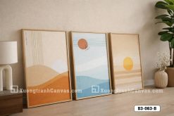 B3 063 B Tranh Canvas Trừu Tượng Nhật Nguyệt Tông Màu Vintage m1