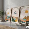 Tranh Canvas Mặt Trời Và Mặt Trăng-Nghệ Thuật Trừu Tượng Tối Giản Mã-B3-069-B Bộ tranh canvas núi rừng là sự giao thoa hoàn mỹ giữa nét mộc mạc của thiên nhiên và tư duy thẩm mỹ hiện đại. Với bảng phối màu cam đất chủ đạo kết hợp cùng sắc xanh thẫm của rừng thông, tác phẩm tạo nên một điểm tựa thị giác vững chãi, mang lại cảm giác bình an và thư thái. Đây không chỉ là tranh treo tường, mà là một liệu pháp tinh thần, giúp kết nối tâm hồn với nhịp sống chậm rãi của núi non đại ngàn ngay trong chính căn phòng của bạn. B3 069 B Tranh Canvas Mặt Trời Và Mặt Trăng Nghệ Thuật Trừu Tượng Tối Giản m1