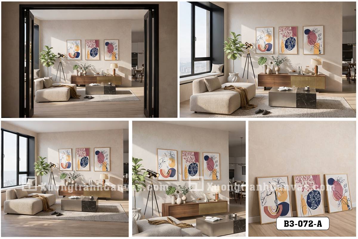 Tranh Canvas Đường Nét Hình Học-Điểm Chạm Nghệ Thuật Đương Đại