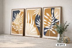 B3 077 B Tranh Canvas Lá Nghệ Thuật Tối Giản Điểm Nhấn Phối Màu Hiện Đại m5