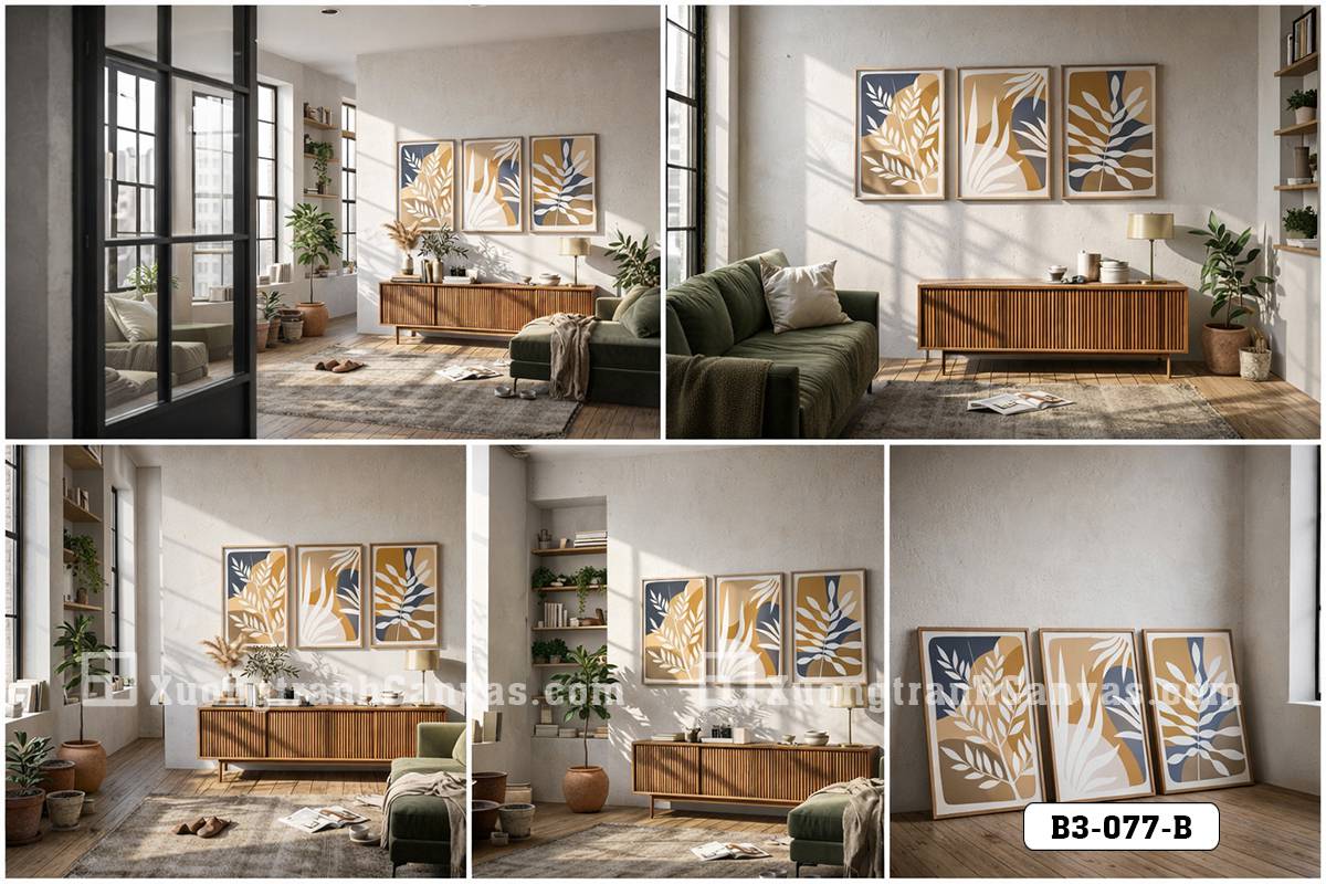 Tranh Canvas Lá Nghệ Thuật Tối Giản-Điểm Nhấn Phối Màu Hiện Đại