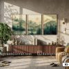 B3 077 D Bộ Tranh Canvas Phong Cảnh Núi Rừng Xanh Thẫm Decor Phòng Khách m1