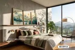 B3 077 D Bộ Tranh Canvas Phong Cảnh Núi Rừng Xanh Thẫm Decor Phòng Khách m2
