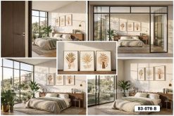 B3 078 B Tranh Canvas Boho Thực Vật Tông Màu Be Nâu Đất Tối Giản Hiện Đại m3