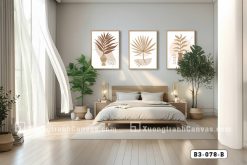 B3 078 B Tranh Canvas Boho Thực Vật Tông Màu Be Nâu Đất Tối Giản Hiện Đại m6