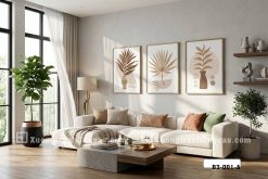 B3 078 B Tranh Canvas Boho Thực Vật Tông Màu Be Nâu Đất Tối Giản Hiện Đại m7