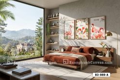 Tranh Canvas Bộ Ba Chim Hồng Hạc Phong Cách Tropical Rực Rỡ Cho Phòng Ngủ Mã-B3-089-A B3 089 A Tranh Canvas Bộ Ba Chim Hồng Hạc Phong Cách Tropical Rực Rỡ Cho Phòng Ngủ m4