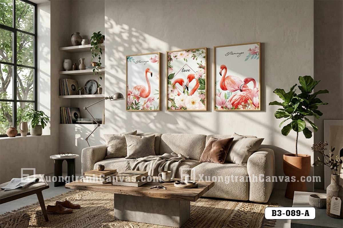 B3 089 A Tranh Canvas Bộ Ba Chim Hồng Hạc Phong Cách Tropical Rực Rỡ Cho Phòng Ngủ m7 B3 089 A Tranh Canvas Bộ Ba Chim Hồng Hạc Phong Cách Tropical Rực Rỡ Cho Phòng Ngủ m7