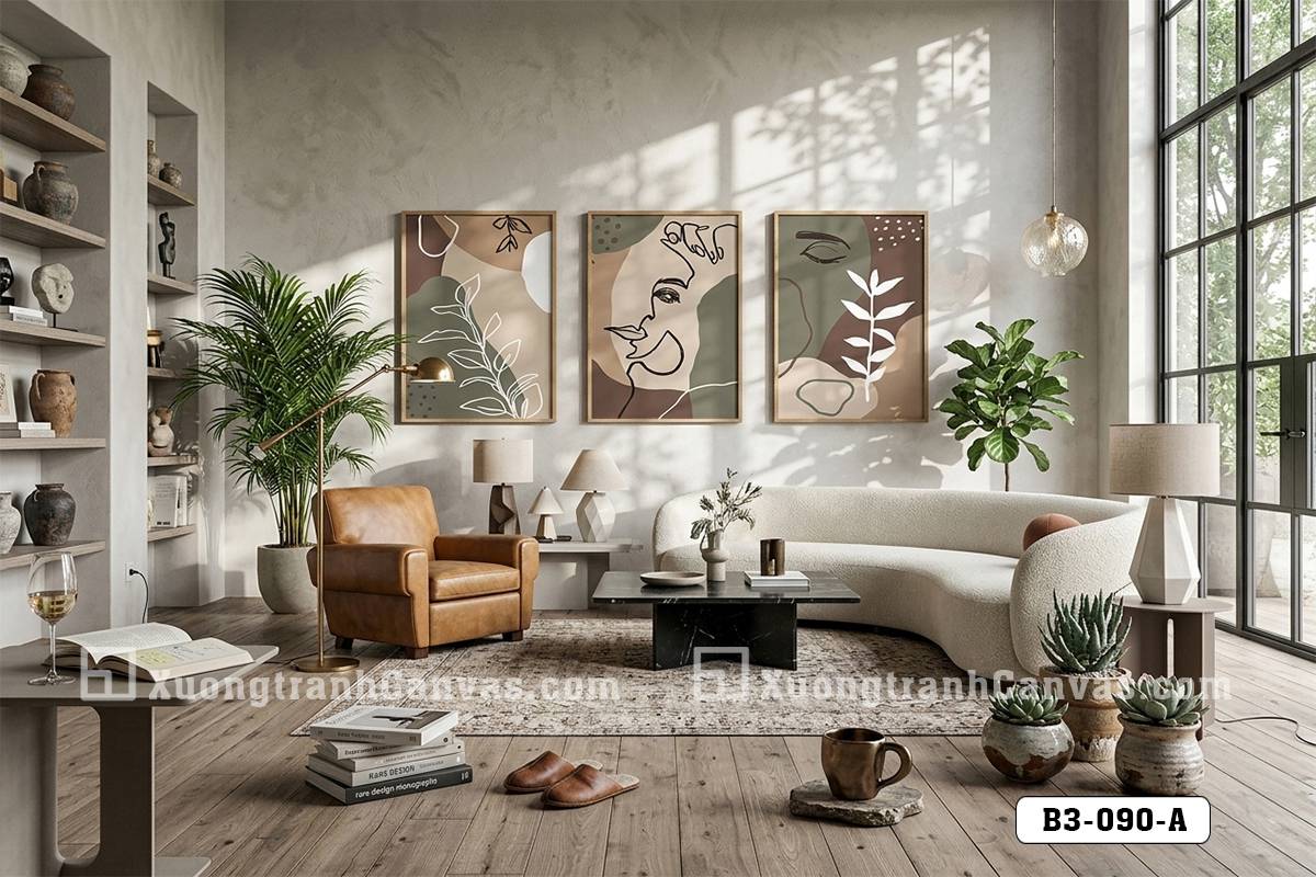 B3 090 A Tranh Canvas Nghệ Thuật Line Art Mặt Người Tông Xanh Rêu Cam Đất Hiện Đại m7 B3 090 A Tranh Canvas Nghệ Thuật Line Art Mặt Người Tông Xanh Rêu Cam Đất Hiện Đại m7
