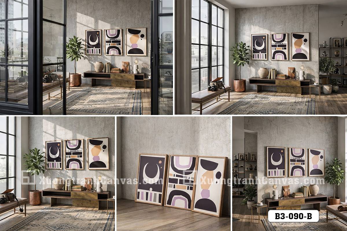 Bộ Tranh Canvas Trừu Tượng Tông Màu Đất Nghệ Thuật Đương Đại Độc Bản