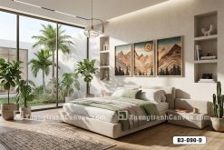 B3 090 D Tranh Canvas Bộ Ba Đồi Núi Lớp Gỗ Trừu Tượng Tông Nâu Ấm Phong Cách Organic Modern m1