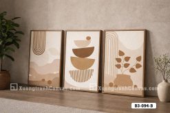 B3 094 B Tranh Canvas Boho Trừu Tượng Tông Cam Đất Decor Phòng Ngủ m1