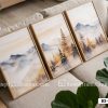 B3 095 D Tranh Canvas Phong Cảnh Núi Rừng Trừu Tượng Tông Xanh Ghi Hiện Đại m1