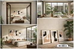 B3 096 A Tranh Canvas Bộ 3 Trừu Tượng Tông Màu Earth Tone Phong Cách Minimalist m3