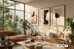 B3 096 A Tranh Canvas Bộ 3 Trừu Tượng Tông Màu Earth Tone Phong Cách Minimalist m6