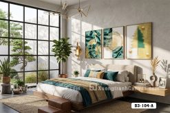 B3 104 A Tranh Canvas Chim Hồng Hạc Vàng Gold Trên Nền Lụa Xanh Ngọc m6