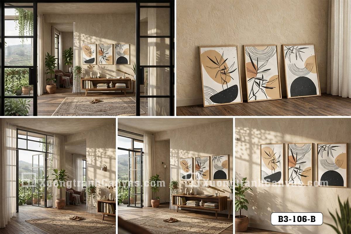 Tranh Canvas Nghệ Thuật Hình Học Trừu Tượng Decor Hiện Đại